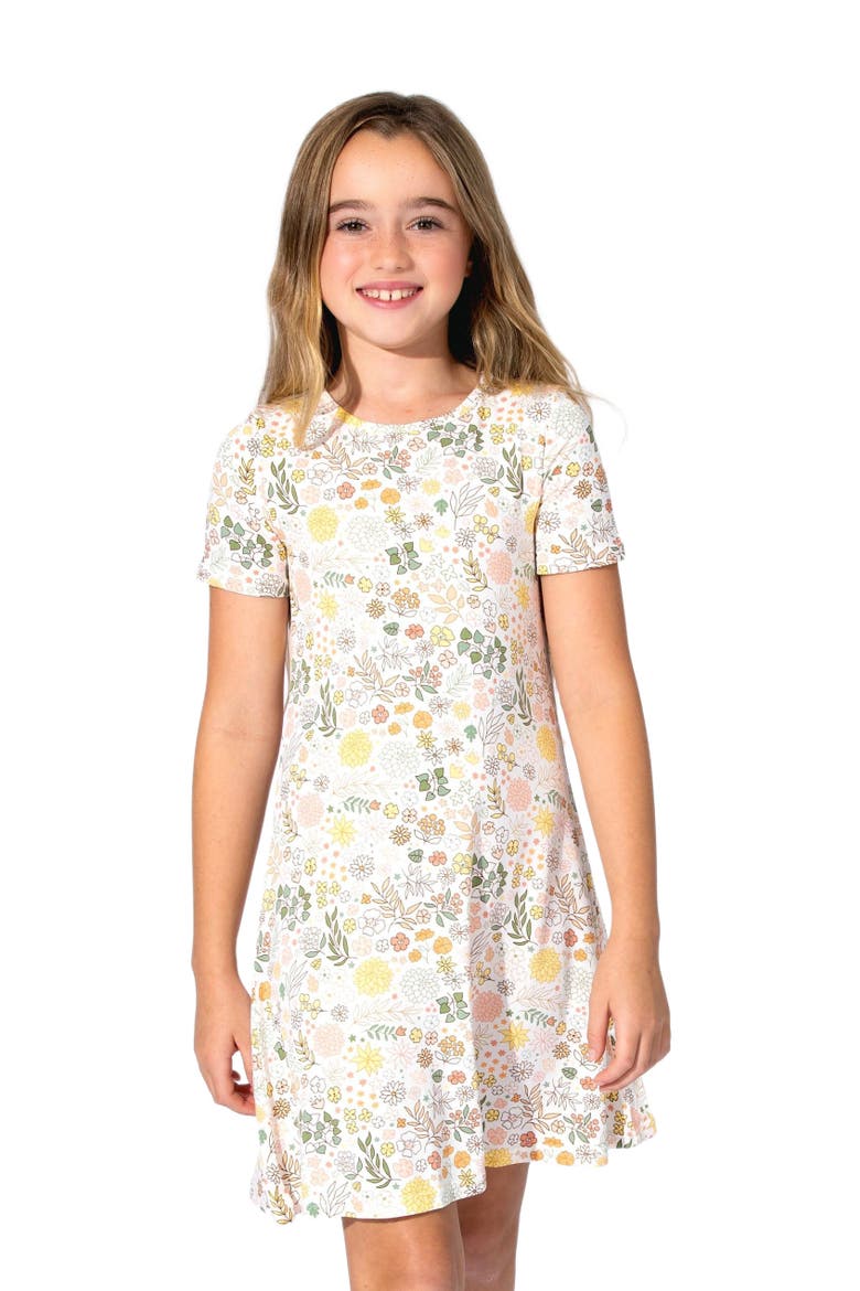Kids' Fall Floral Short Sleeve Dress, Alternate, color, Fall Floral