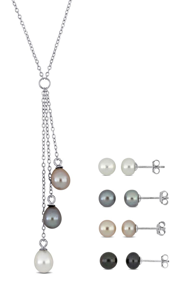 Cultured Freshwater Pearl Pendant Necklace, Main, color, SILVER/ PEARL