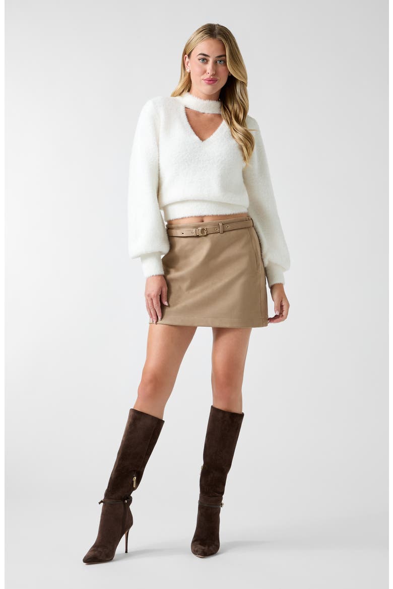 Choker V Neck Sweater, Alternate, color, OPEN WHITE