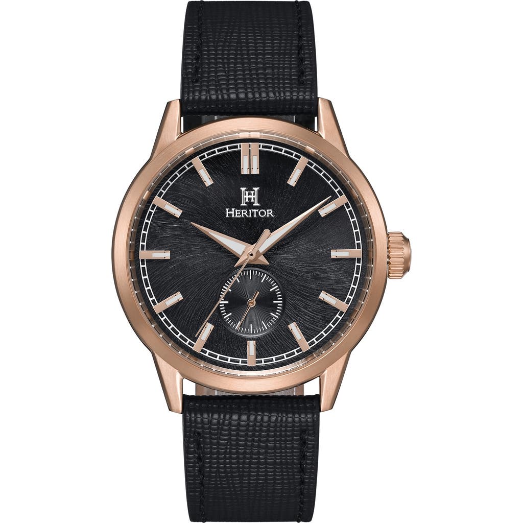 Heritor Automatic Argento Leather-Band Watch in Rose Gold/black  product