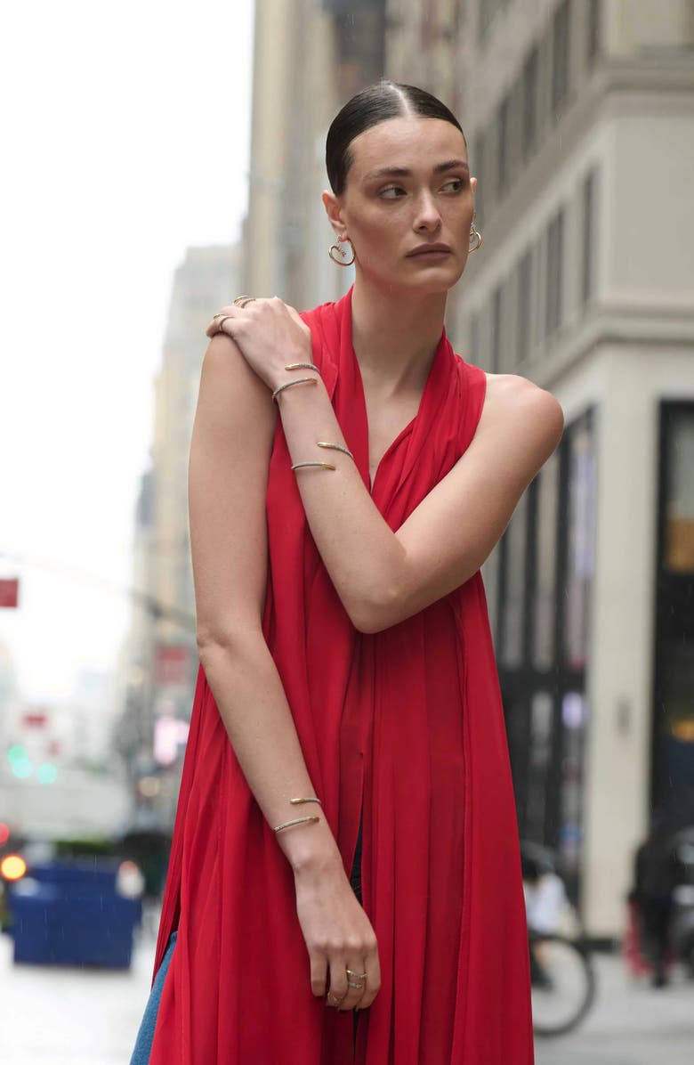 DEMARSON Vesey Pavé Bypass Cuff Bracelet, Alternate, color, Gold/ Gunmetal/ Crystal