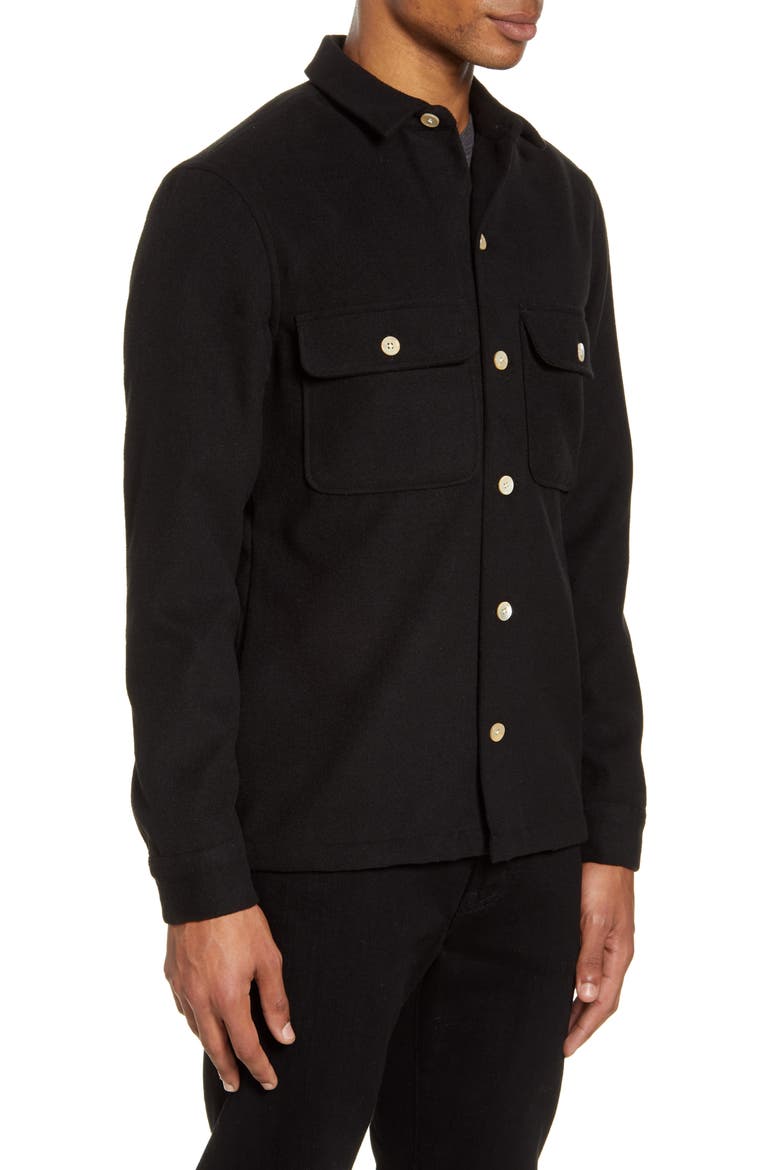 Lamoure Slim Fit Button-Up Chamois Shirt Jacket, Alternate, color, JET BLACK
