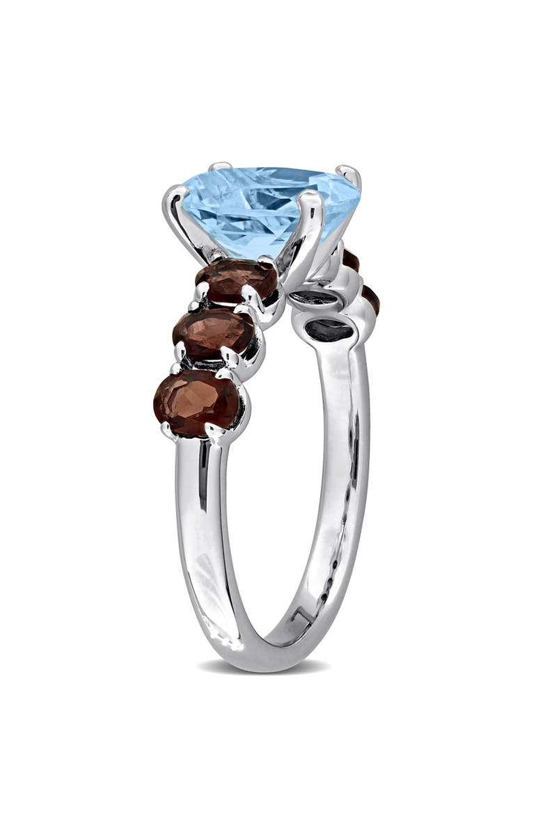 Julianna B. Gemstone Oval Ring Sterling Silver, Alternate, color, Blue Topaz/Smokey Quartz