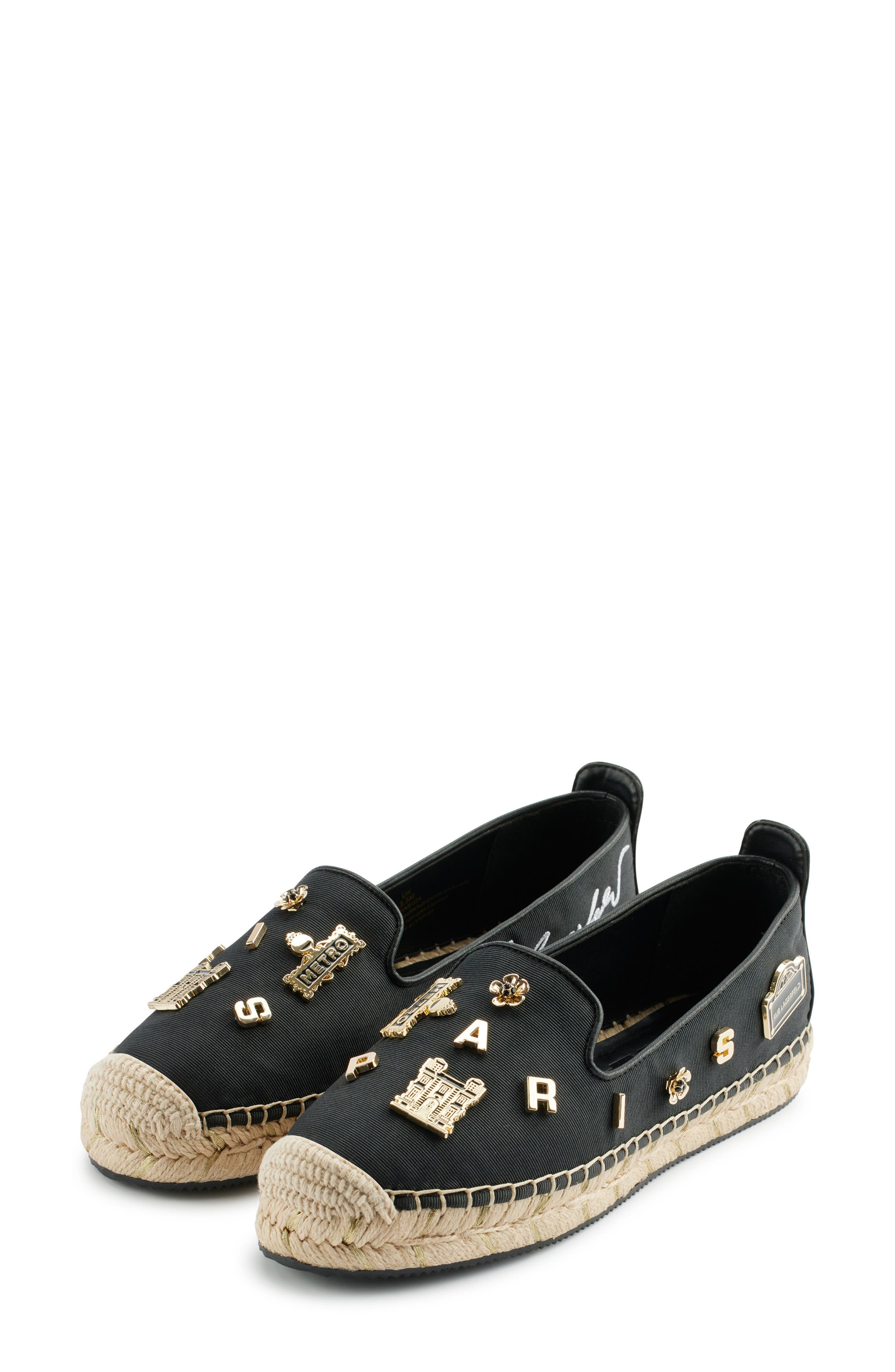 KARL LAGERFELD PARIS Michaela Espadrille Flat, Alternate, color, Black Rue Pins