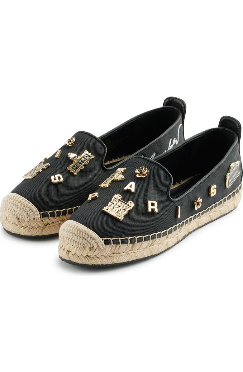 KARL LAGERFELD PARIS Michaela Espadrille Flat, Alternate, color, Black Rue Pins