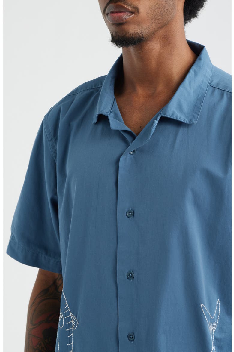 Mackerel Cotton Twill Camp Shirt, Alternate, color, SLATE