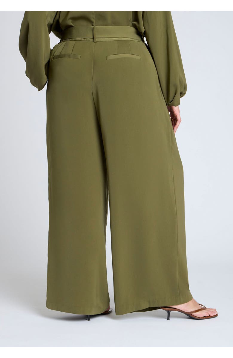 ELOQUII Wide Leg Belted Pant, Alternate, color, Bronze Green