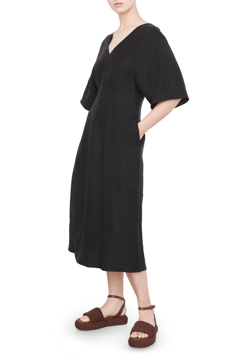 Flutter Sleeve Dress, Alternate, color, BLACK