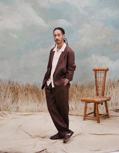 Tombolo Easy-going Jacket In Brown Linen