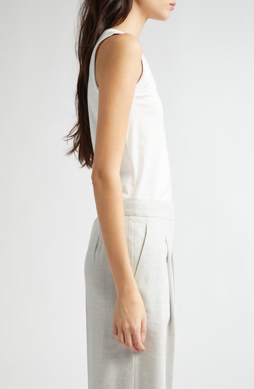 Eleventy Cotton Tank In White And Pearl
