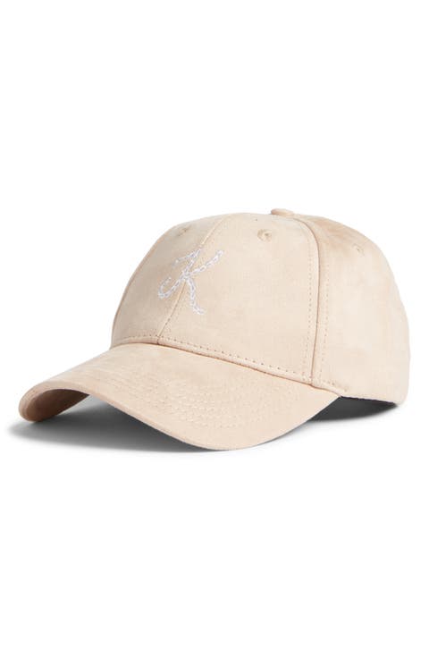 Embroidered Logo Faux Suede Baseball Cap