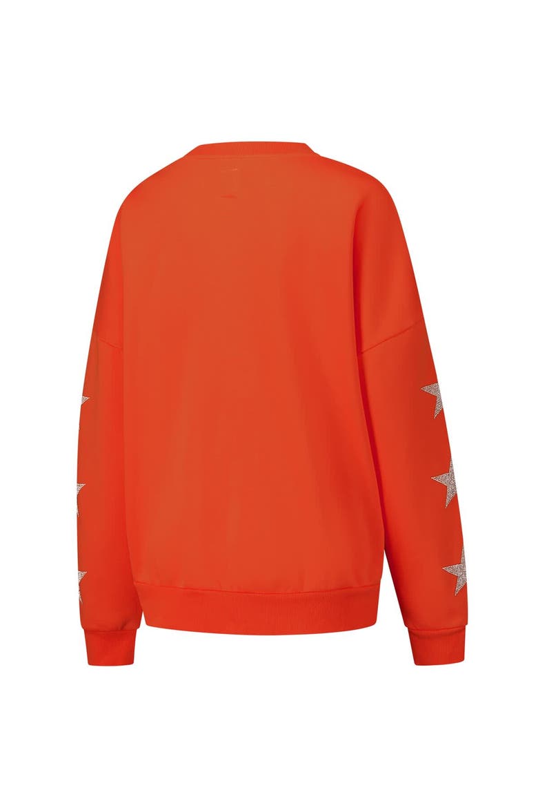 Women's Gameday Couture Orange Cleveland Browns Rhinestone Star Sleeve Settle the Score Oversized Pullover Sweatshirt, Alternate, color, Orange