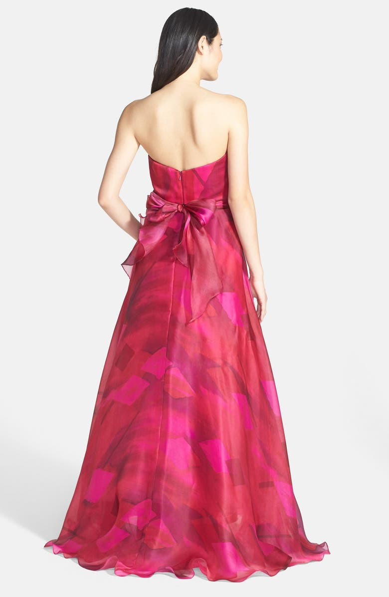 Mikael Aghal Ruched Silk Organza Strapless Gown, Alternate, color, 