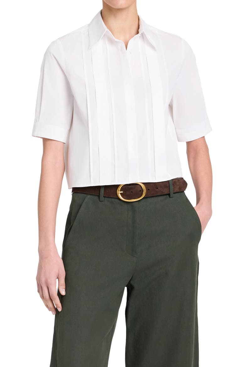 Short Lived Pleated Placket Top, Main, color, WHITE