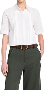 TWP Short Lived Pleated Placket Top