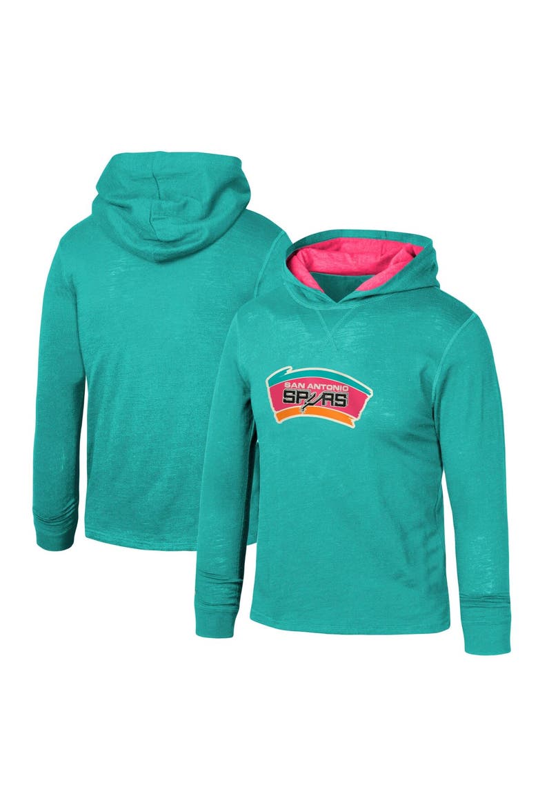 Youth Mitchell & Ness Teal San Antonio Spurs Hardwood Classics Legendary Slub Lightweight Pullover Hoodie, Main, color, Teal