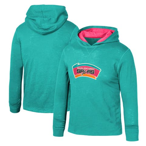 Youth Mitchell & Ness Teal San Antonio Spurs Hardwood Classics Legendary Slub Lightweight Pullover Hoodie
