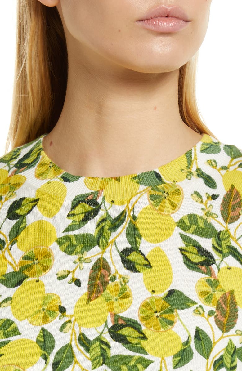 Boden Lemon Print Cotton Crewneck Sweater, Alternate, color, 