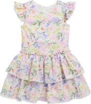 Rare Editions Kids' Printed Eyelet Drop Waist Dress