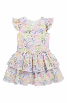 Rare Editions Kids' Printed Eyelet Drop Waist Dress
