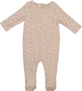 Manière Printed Leaf Stretch Cotton Footie