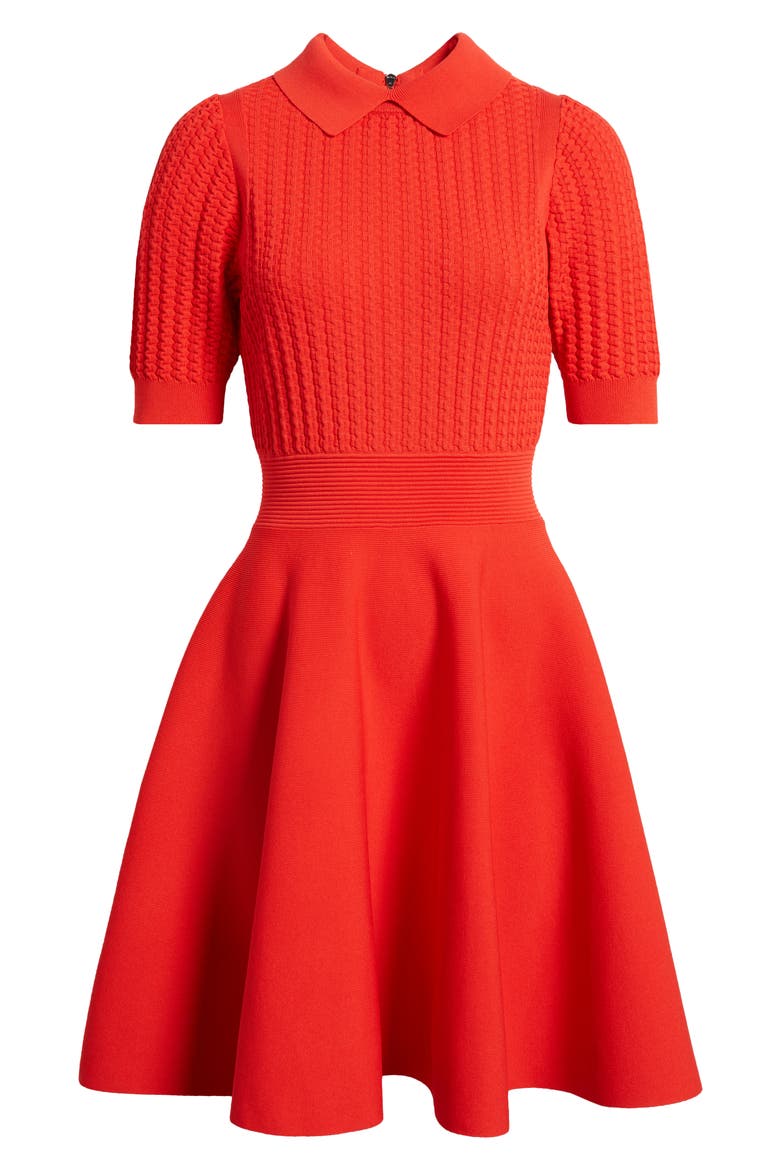 Mia Knit Skater Dress, Alternate, color, RED