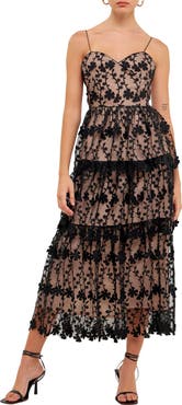 Endless Rose Floral Embroidered Tiered Dress