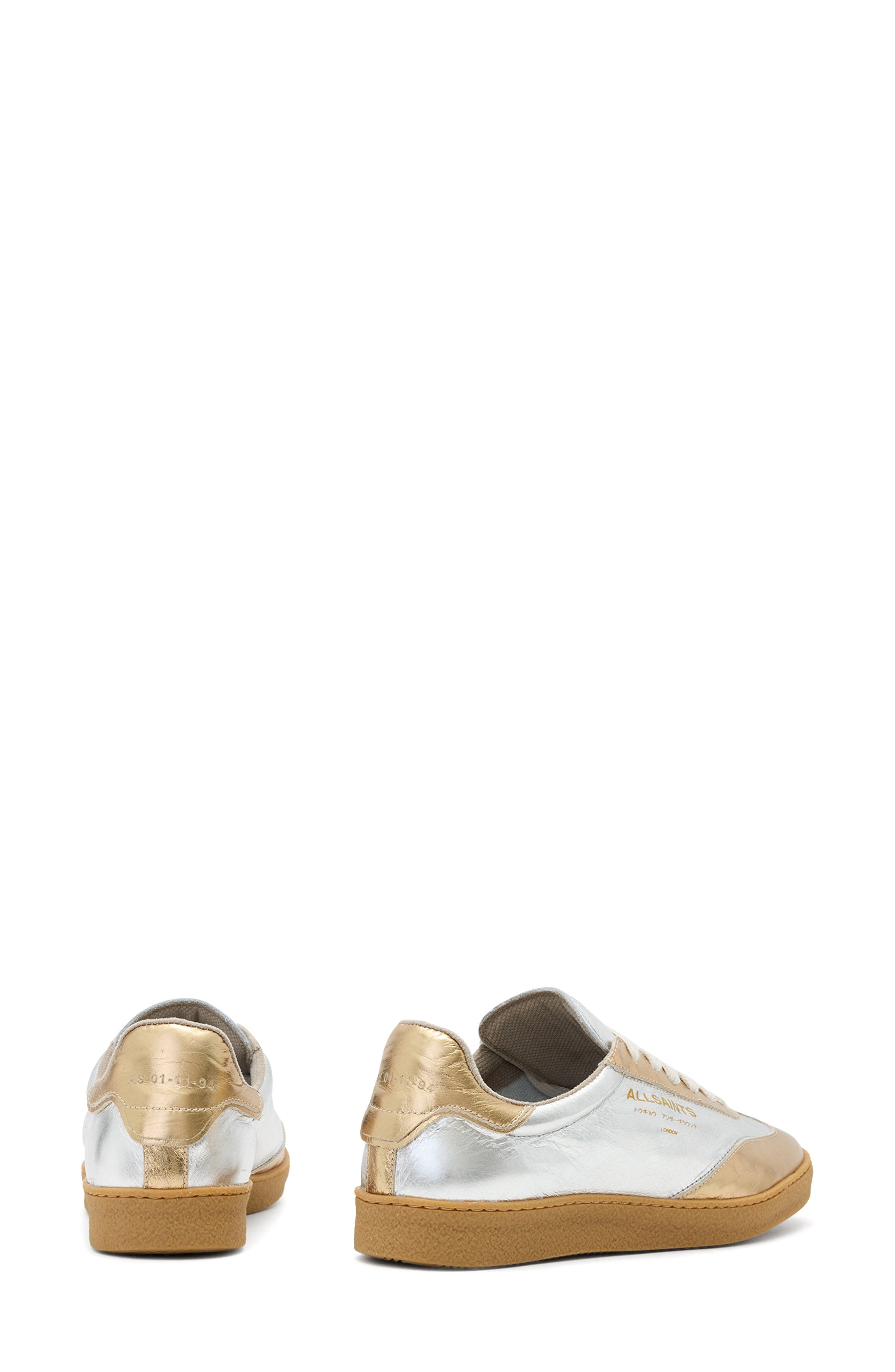 AllSaints Thelma Metallic Sneaker, Alternate, color, Silver/ Gold