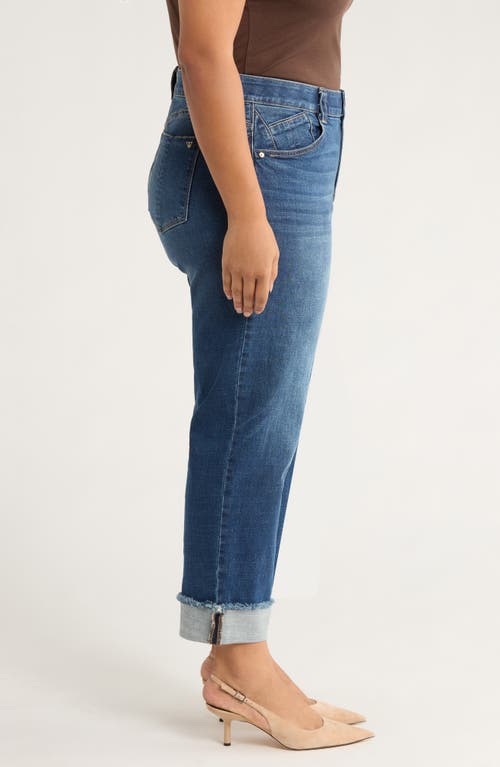 Wit & Wisdom High Waist Frayed Cuff Hem Straight Leg Jeans In Blue