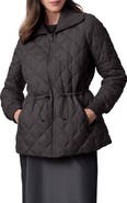 Bernardo Drawcord Waist Quilted Puffer Coat