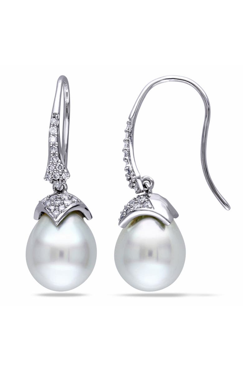 Julianna B. Cultured South Sea Pearl & Diamond Drop Earrings 14k, Main, color, 