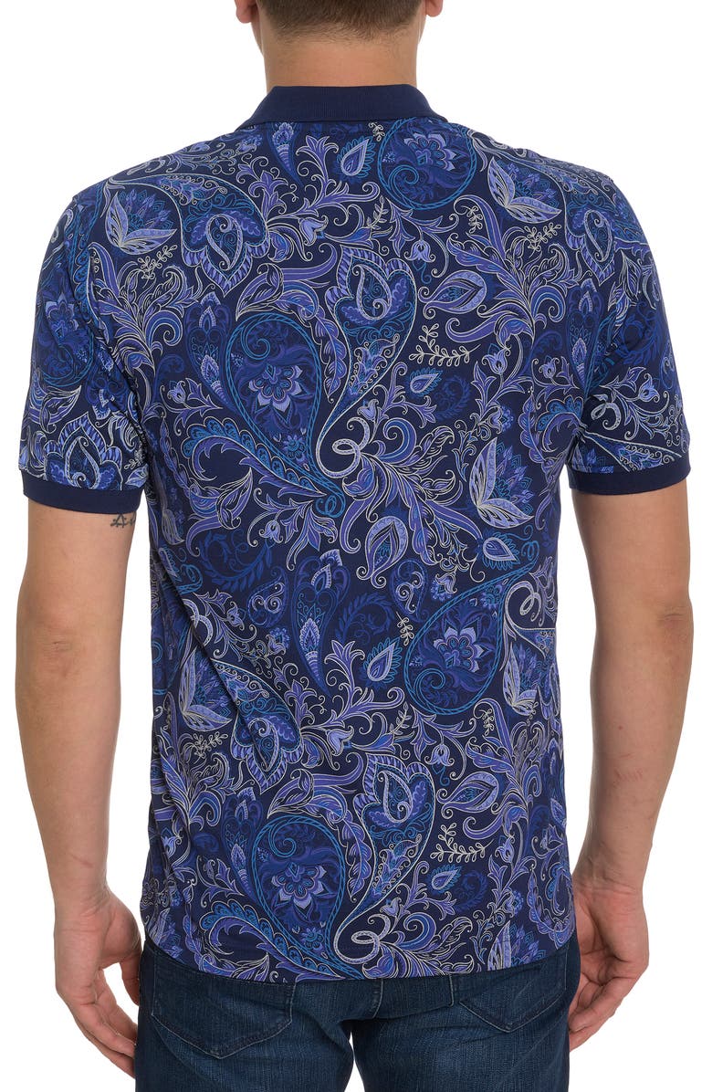 Robert Graham Dozer Paisley Polo, Alternate, color, Navy