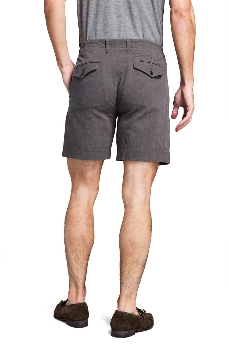 Billy Reid Moore Flat Front Textured Cotton Shorts, Alternate, color, Asphalt