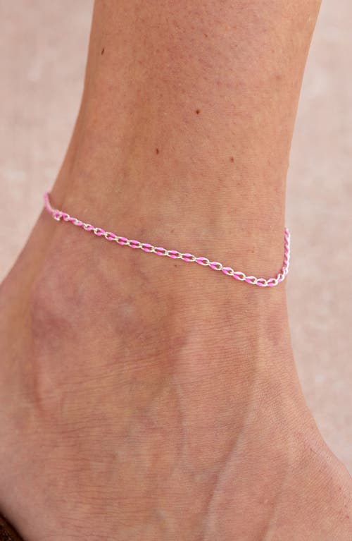 Savvy Cie Jewels Sterling Silver Turquoise Resin Enamel Anklet In Silver/pink