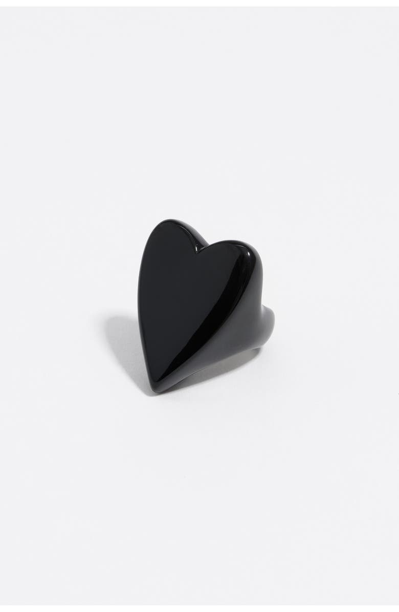 Bimba y Lola Heart Ring, Main, color, Black