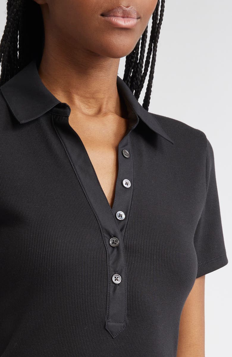 Veronica Beard Kearney Stretch Cotton Polo, Alternate, color, Black