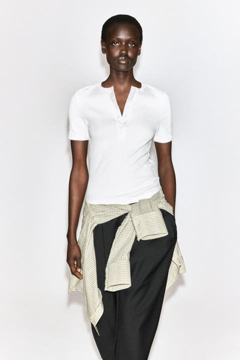 Ribbed Henley T-shirt