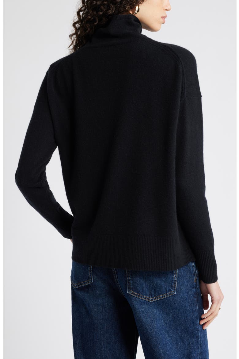 Oversize Cashmere Turtleneck Sweater, Alternate, color, BLACK ROCK