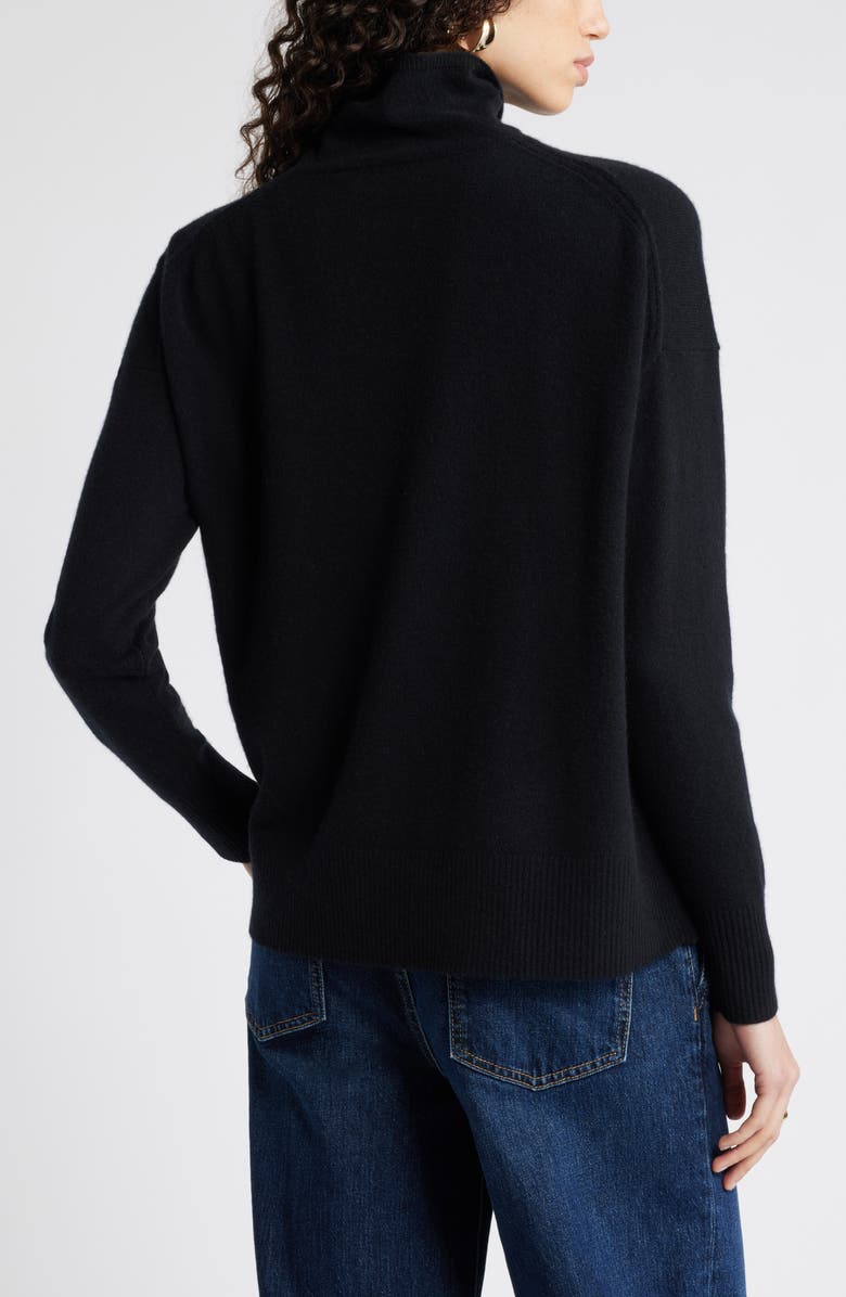 Nordstrom Oversize Cashmere Turtleneck Sweater, Alternate, color, Black Rock