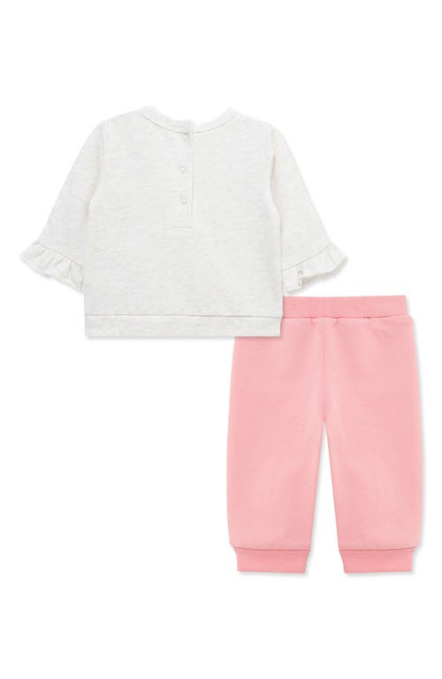 Little Me Hearts Active Ruffle Sweatshirt & Pants Set In Pink