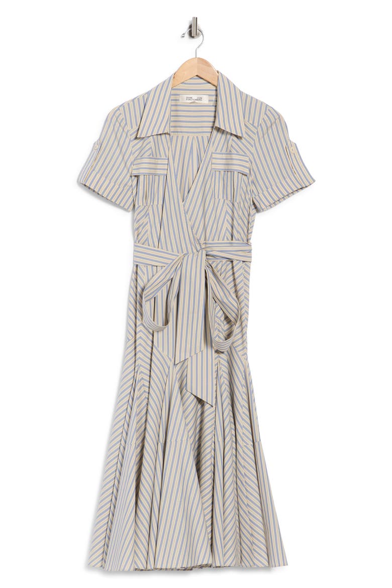 short sleeve cotton wrap dress Fallon Organic Cotton T-Shirt Wrap Dress Dusty Blue / L