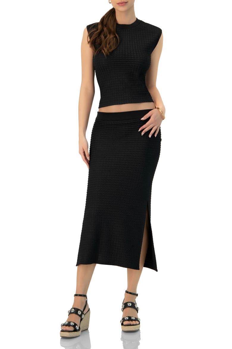 Midi Knit Skirt with Side Slits, Alternate, color, Black