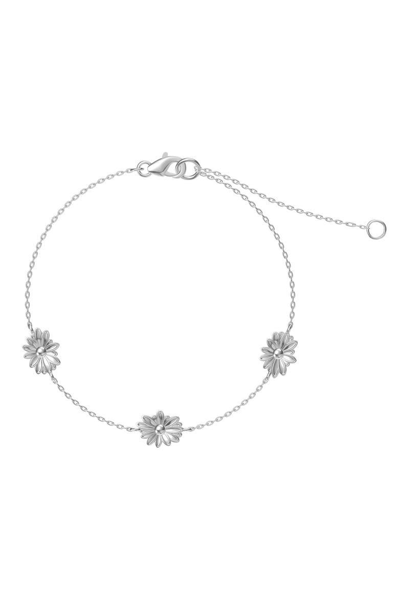 Donatello Gian Dainty Flower Bracelet, Main, color, Silver