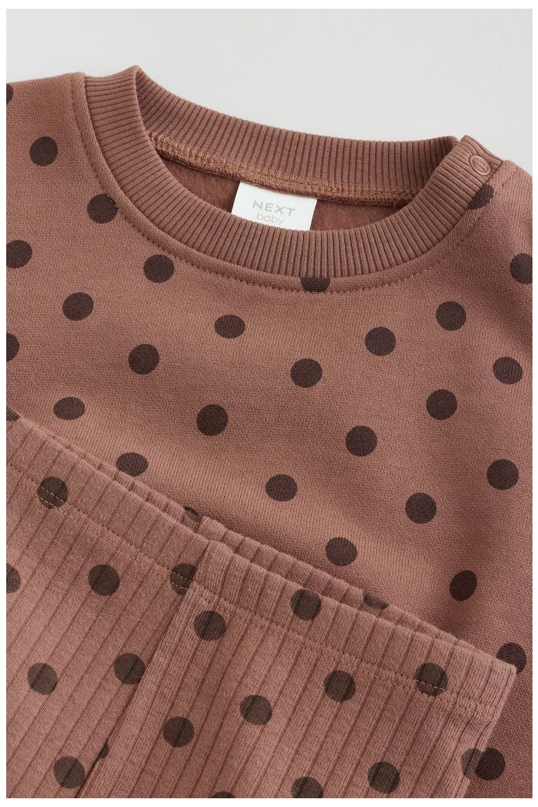 Kids' Polka Dot Sweatshirt & Pants Set, Alternate, color, BROWN