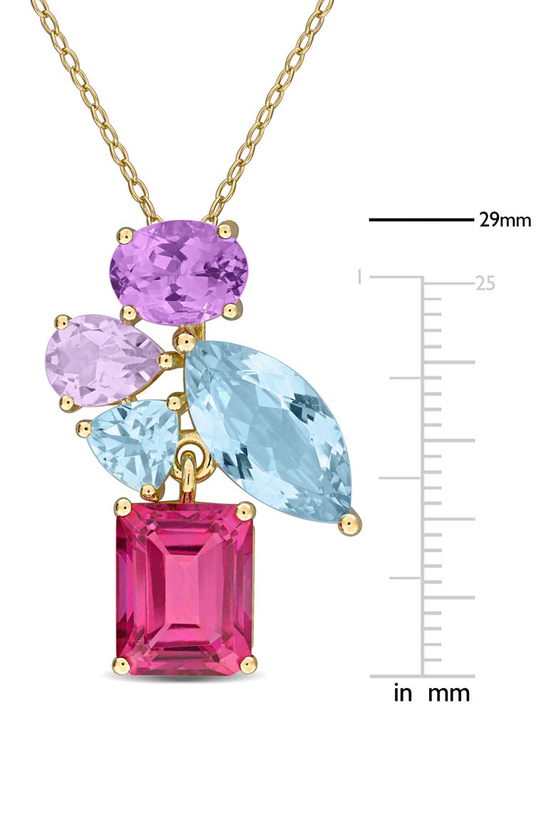 Multi-Gem Cluster Pendant Necklace, Alternate, color, PINK MULTI
