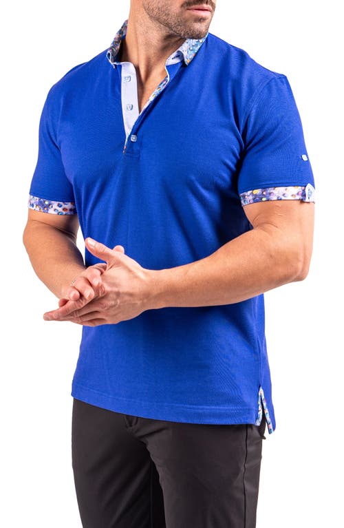 Maceoo Collarsolidlapis Blue Button-down Polo In Blue