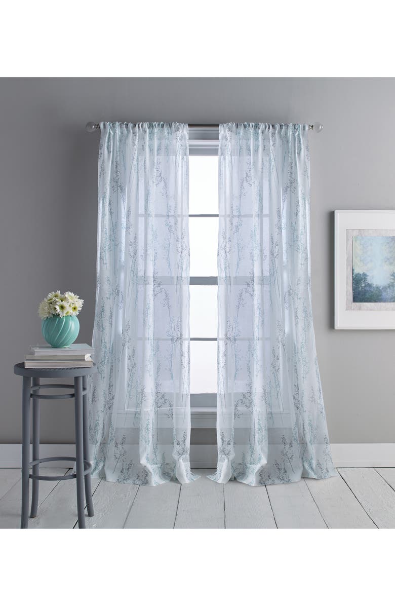 DKNY Whisper Poletop Curtain Panel, Alternate, color, Aqua
