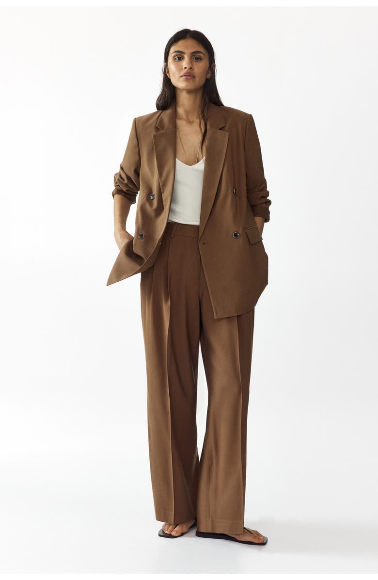 H&M Double-breasted Blazer, Alternate, color, Brown