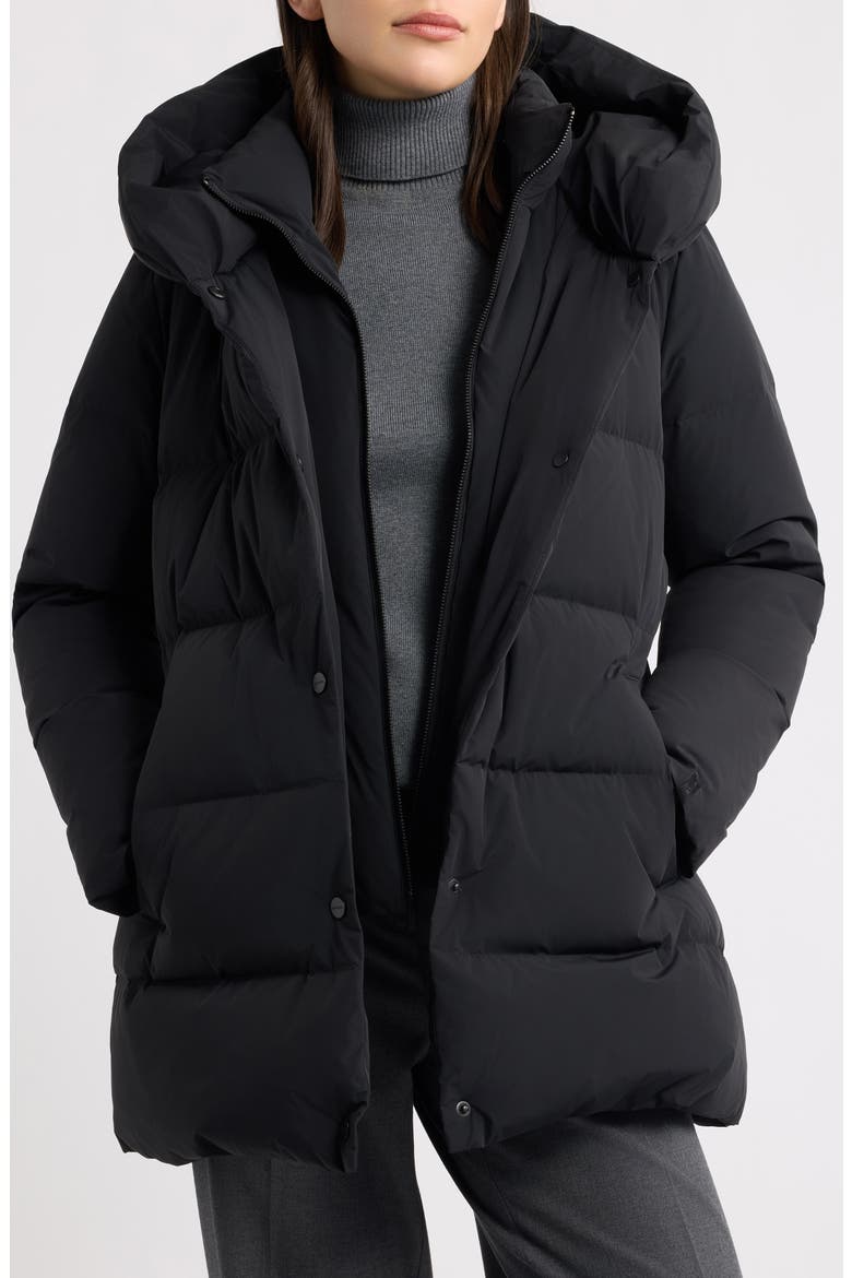 Pillow Collar Down Puffer Coat, Alternate, color, BLACK