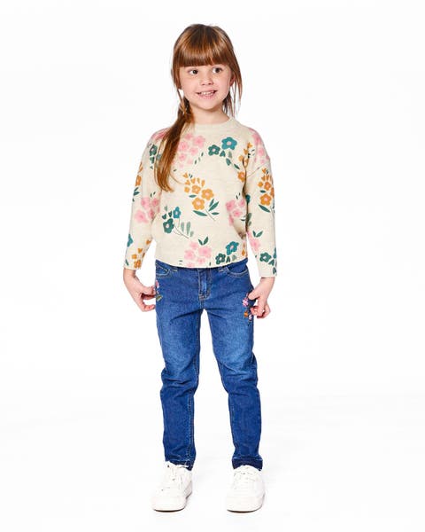 Knitted Sweater with Floral (Little Kid & Big Kid)